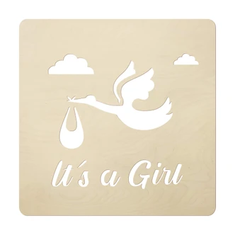 Wanddecoratie Populierenhout Baby - It's a Girl 