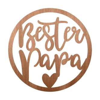 Holzdeko Schriftzug - Bester Papa - Mahagoni - Rund Holzdeko Schriftzug - Bester Papa - Mahagoni - Rund