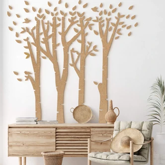 Deko Blätter Birken Baum Wald - Erweiterungs-Set - MDF Natur 