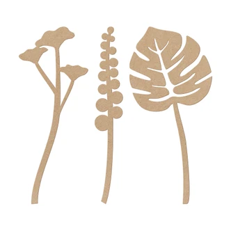 MDF Decoratie Tropische Bloemen (3-delig) Hoogte 30 cm 