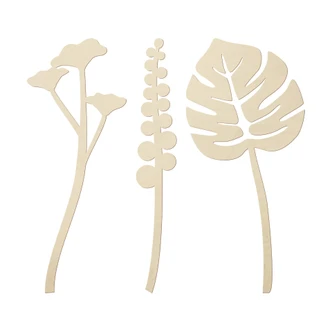 Décoration en bois placage peuplier Fleurs tropicales (3 parties) Hauteur 30 cm 