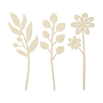 Décoration en bois placage peuplier Bouquet de Fleurs (3 parties) Hauteur 30 cm 