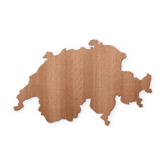 Mappa decorativa in legno della Svizzera - Mogano Mappa decorativa in legno della Svizzera - Mogano