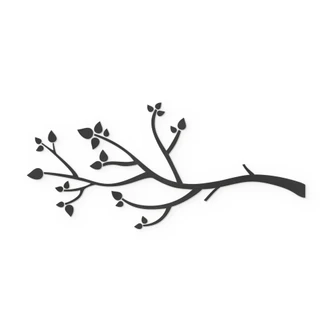 Wanddecoratie tak met bladeren | Zwarte natuurdecoratie - MDF 