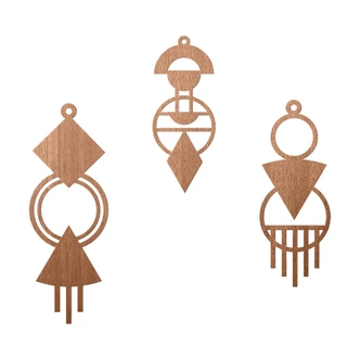 Houten Wanddecoratie Mahoniefineer Macrame 