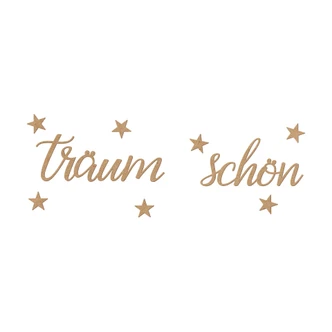 3D Schriftzug Träum Schön mit Sternen - MDF Natur 3D Schriftzug Träum Schön mit Sternen - MDF Natur