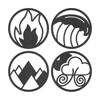 Decoro MDF Quattro elementi - Fuoco Acqua Terra Aria (4 parti) 