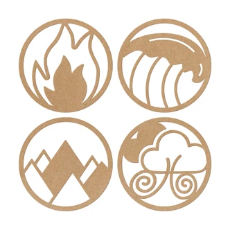 MDF Decoration Four Elements - Fire Water Earth Air (4 parts) 