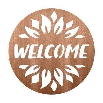 Wooden Wall Decoration Mahogany Veneer Welcome Sunflower 