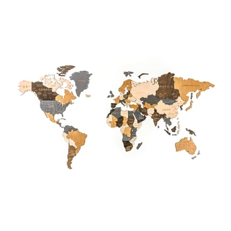 3D Holz-Puzzle Weltkarte mit Ländernamen, Scandi-Style 