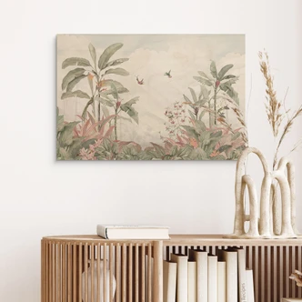 Holzbild Tropische Idylle mit Kolibri Blau - Bloomery Decor 