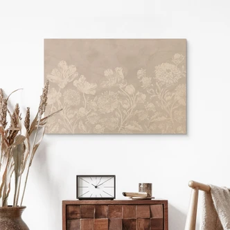 Holzbild Wildblumen in Kreide-Optik Beige - Bloomery Decor 