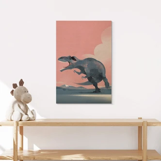 Holzbild Kinderzimmer - Dinosaurier Giganotosaurus - Braun 