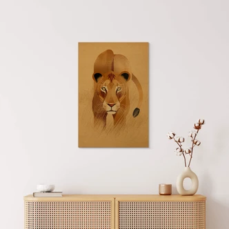 Holzbild Kinderzimmer - Löwin - Braun 