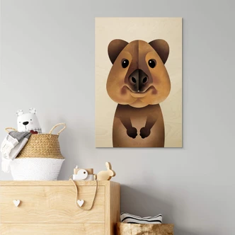 Kinderzimmer Holzbild Quokka - Braun 