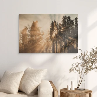 Houten Wanddecoratie lichtstralen in het bos - Eisenmann 