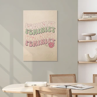 Houten Wanddecoratie Feministische kussende mond Pop Art 