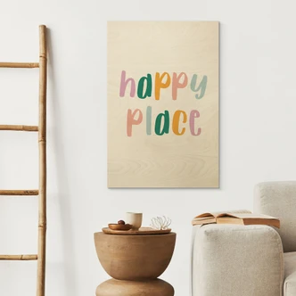 Holzbild Spruch - Happy place 