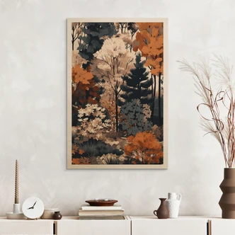 Wandcirkel Hout Kleurrijk herfstbos - Jaszke 