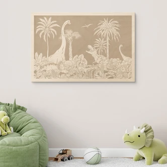 Holzbild Dinosaurier im wilden Dschungel - Braun - Kikki Belle 