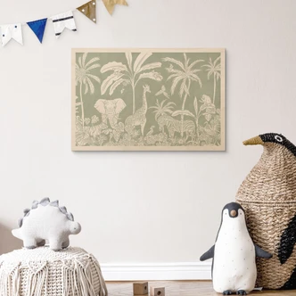 Holzbild Dschungeltiere in tropischem Grün - Kikki Belle 