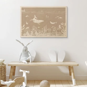 Holzbild Faszinierende Meerestiere im Ozean - Braun - Kikki Belle 