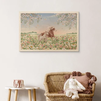 Holzbild Pferde auf der Blumenwiese - Kikki Belle 