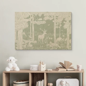 Holzbild Waldidylle in Grün - Oase für Wildtiere - Kikki Belle 