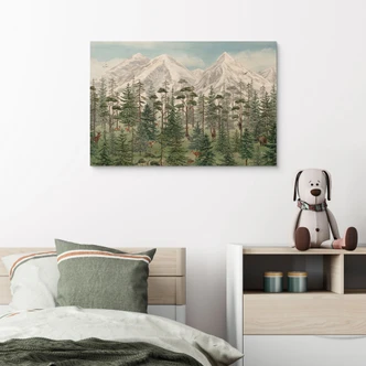 Holzbild Waldtiere im grünen Alpenwald - Kikki Belle 