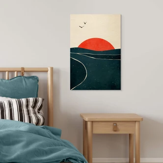 Træplakat Kubistika - Sunset and Birds Træplakat Kubistika - Sunset and Birds