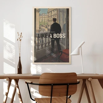 Holzbild Like a Boss - Inspiriert von Caillebotte - Junger Mann am Fenster 