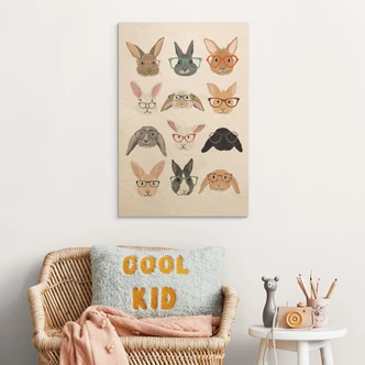 Houten Poster - Konijnen met een bril - Melin 