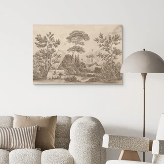 Houten Wanddecoratie met tuinlandschap in beige - Ms Tiff 