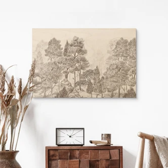 Houten Wanddecoratie bos met boslandschap in beige - Ms Tiff 