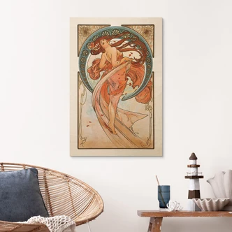 Cuadro de madera de Mucha - Cuatro artes: La Danza 