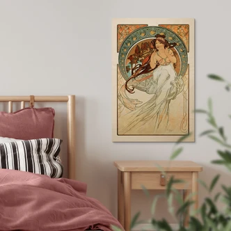 Cuadro de madera de Mucha - Cuatro artes: Música 