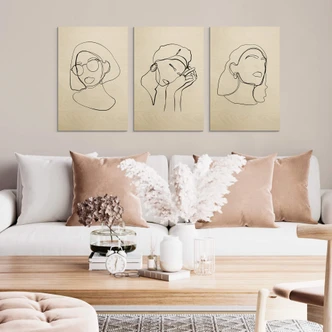 Houten Poster NKTN Line Art - Vrouw met Bril 