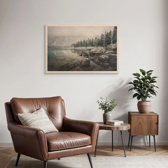 Holzbild Winterwald am See - Rostovskiy 