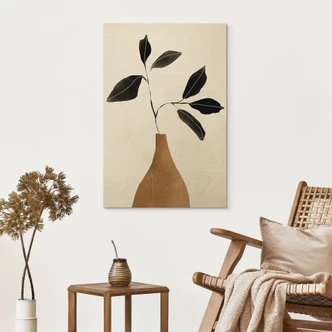 Holzbild Zweig in goldener Vase - ThingDesign 