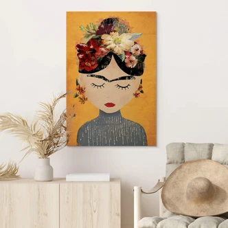 Holzbild Treechild - Blumige Frida 