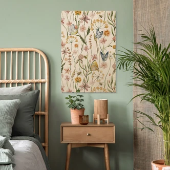 Cuadro de madera prado primaveral con mariposas - UN Designs 