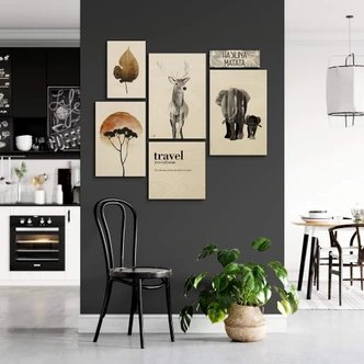 Holzbild Kubistika - Goldenes Blatt 