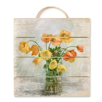 Obraz drewniany Disher - Maki w szklance - 40x41,5 cm 