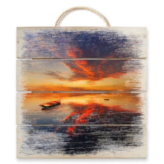 Holzbild Krol - Ein leuchtender Sonnenuntergang - quadratisch - 40x41,5 cm 