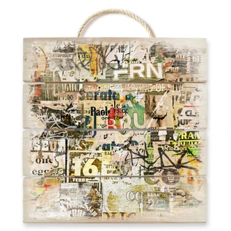 Houten Wanddecoratie Afgescheurde Poster 