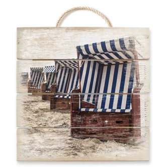 Holzbild Strandkorb auf Norderney - 40x41,5 cm Holzbild Strandkorb auf Norderney - 40x41,5 cm