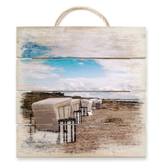 Holzbild Strandkörbe auf Hiddensee - 40x41,5 cm Holzbild Strandkörbe auf Hiddensee - 40x41,5 cm