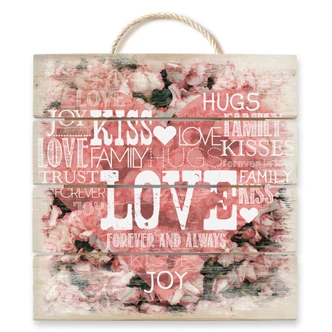 Houten Wanddecoratie Liefdeshart in Bloemenzee 