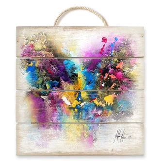 Holzbild Fedrau - Lilaliebe - 40x41,5 cm 