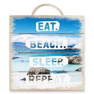 Houten Wanddecoratie Eat. Beach. Sleep. Repeat 